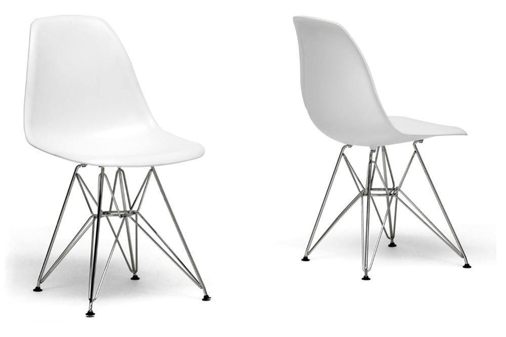 White Plastic Side Chair Set of 2 FredCo