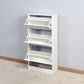 White Shoe Storage Cabinet with 3 Flip Doors 20.94x9.45x43.11 inch FredCo