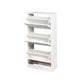 White Shoe Storage Cabinet with 3 Flip Doors 20.94x9.45x43.11 inch FredCo