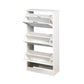 White Shoe Storage Cabinet with 3 Flip Doors 20.94x9.45x43.11 inch FredCo