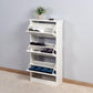 White Shoe Storage Cabinet with 3 Flip Doors 20.94x9.45x43.11 inch FredCo