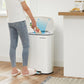 White Step Trash Can with Hinged Lid for Kitchen FredCo
