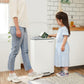 White Step Trash Can with Hinged Lid for Kitchen FredCo