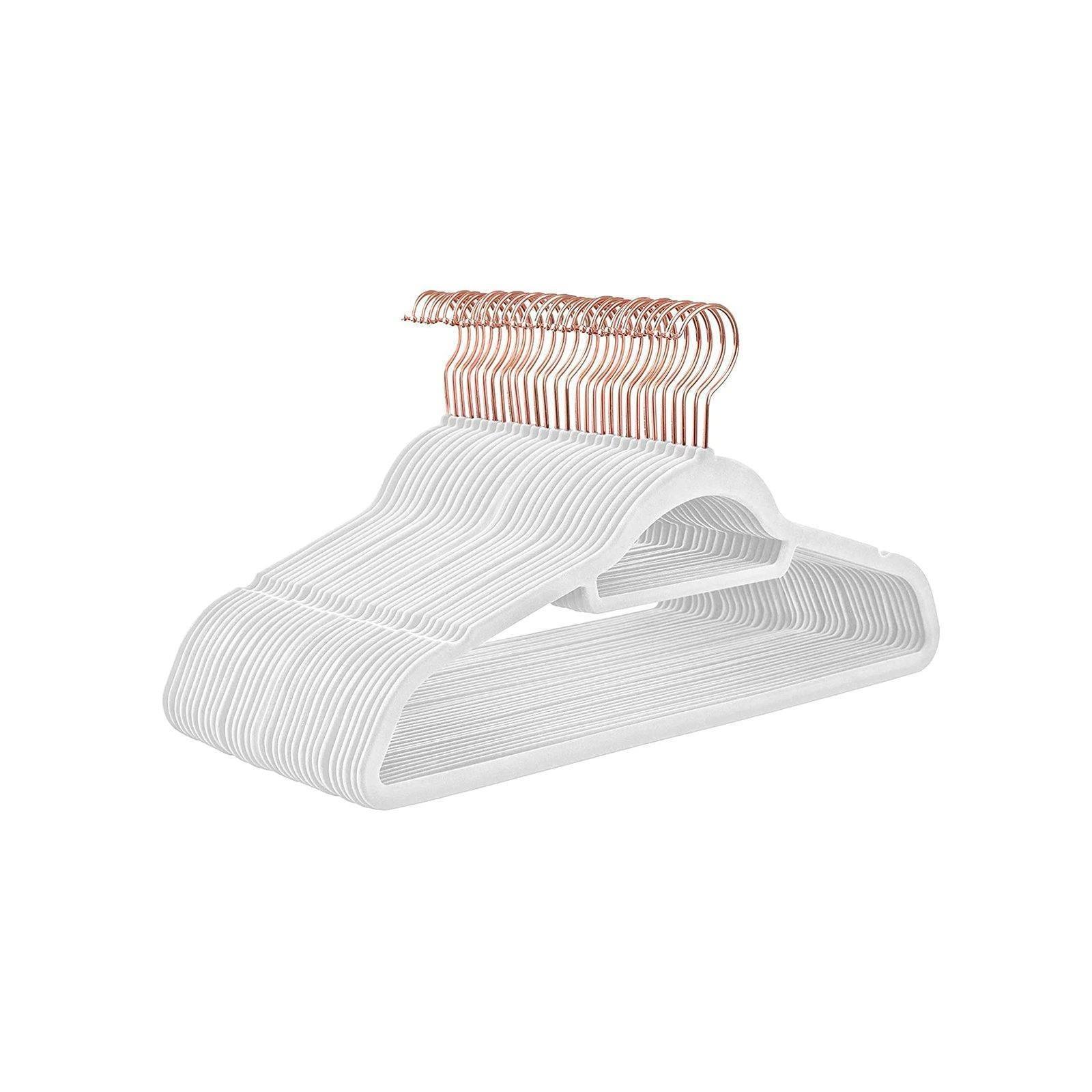 White Velvet Hangers 30 Pack for Home Storage FredCo