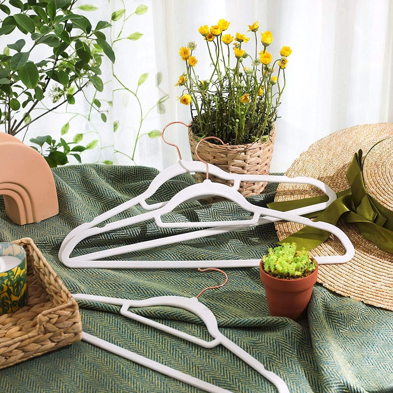 White Velvet Hangers 30 Pack for Home Storage FredCo