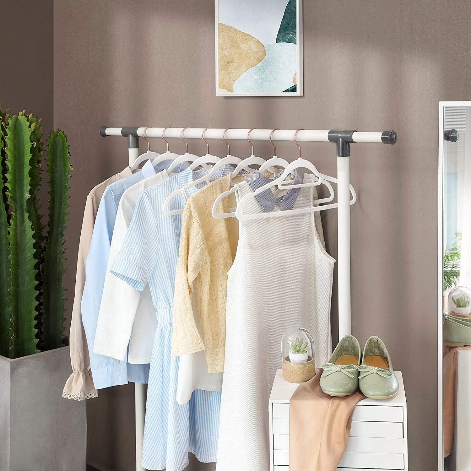 White Velvet Hangers 30 Pack for Home Storage FredCo