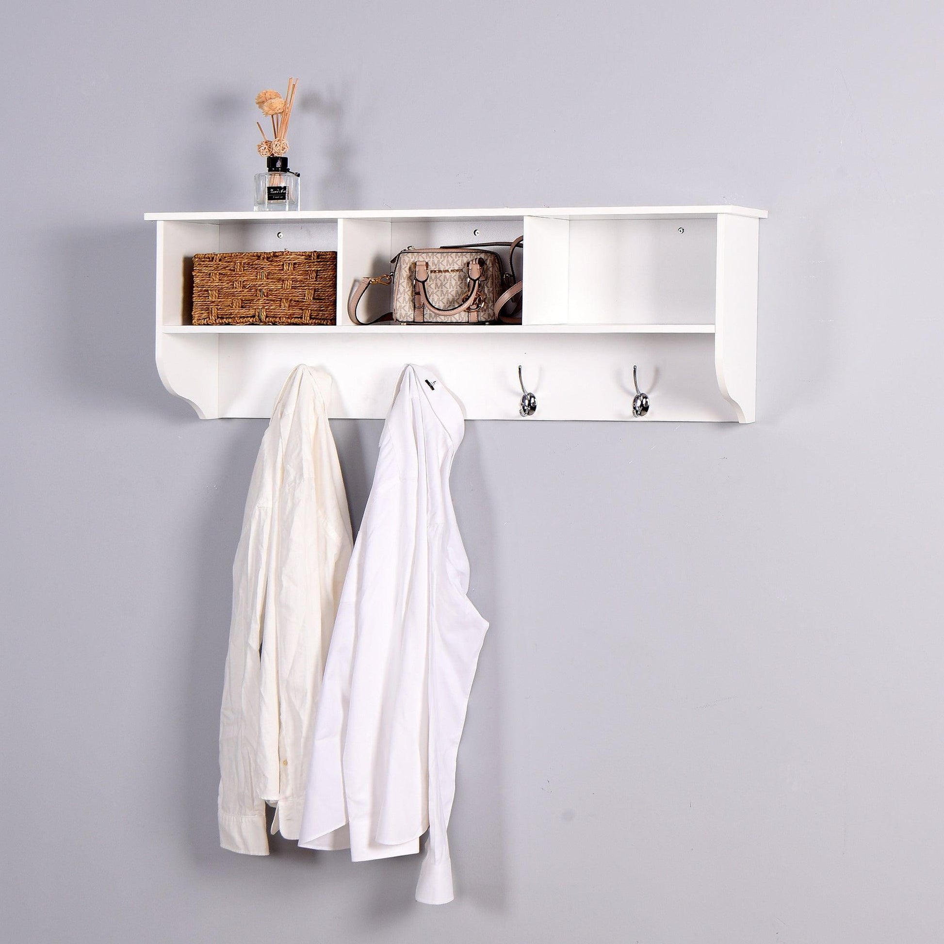 White Wall Mounted Coat Rack with 4 Dual Hook FredCo