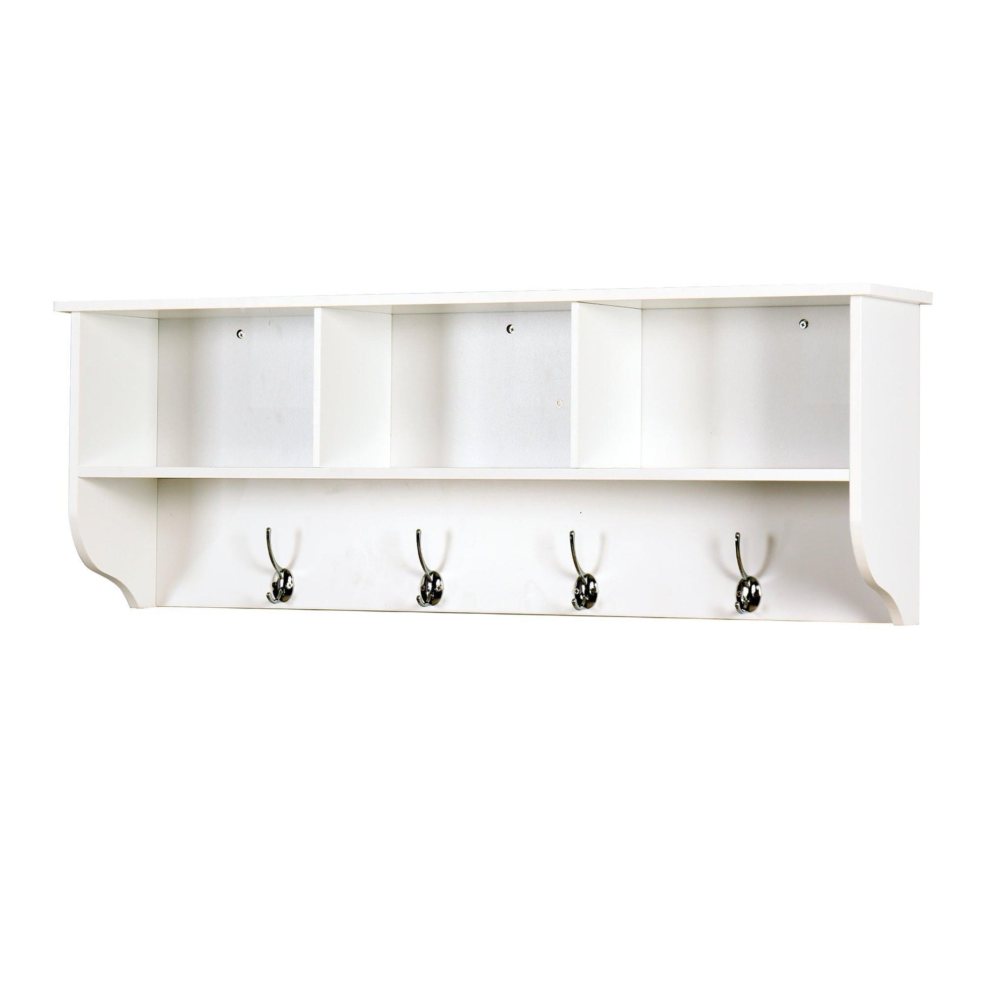 White Wall Mounted Coat Rack with 4 Dual Hook FredCo