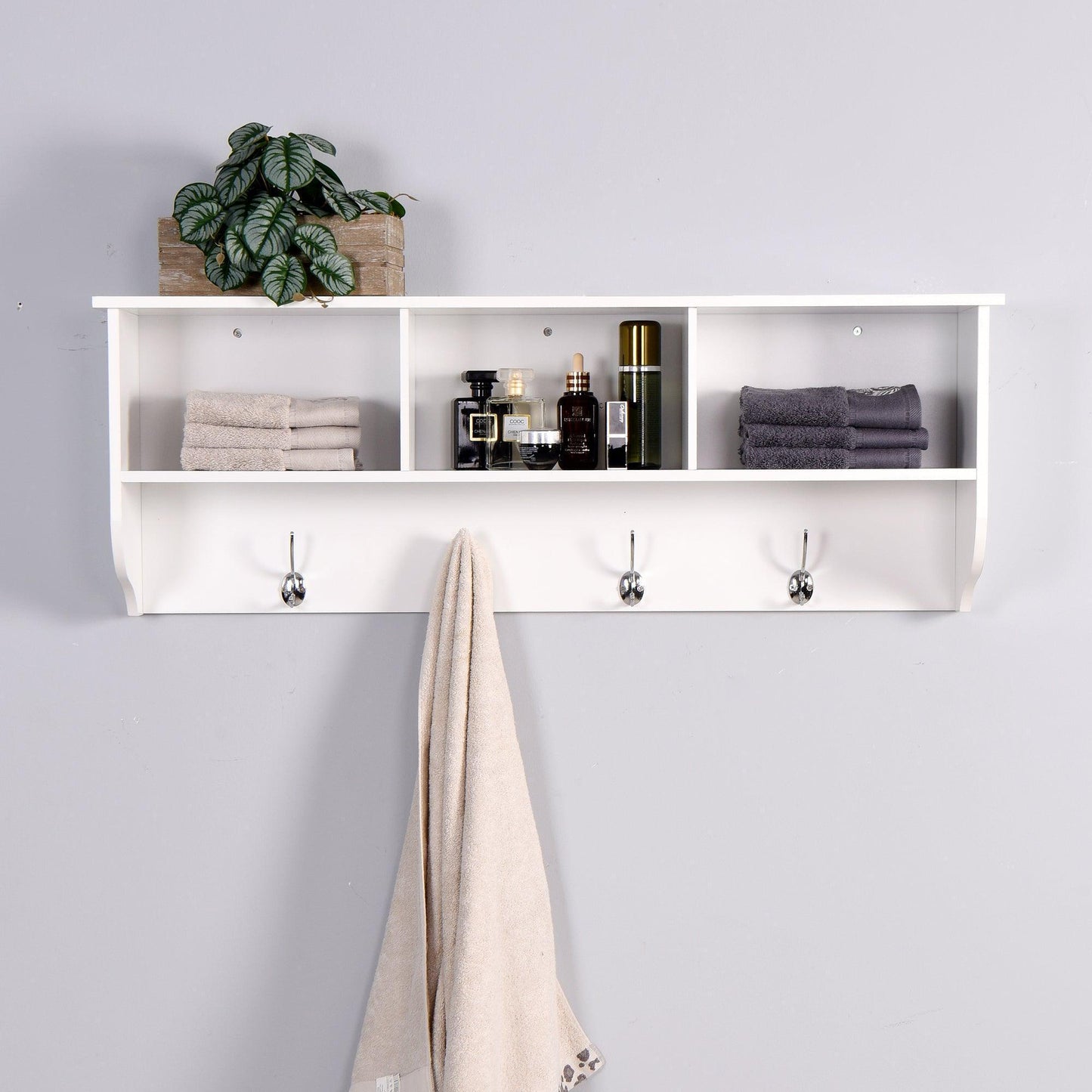 White Wall Mounted Coat Rack with 4 Dual Hook FredCo