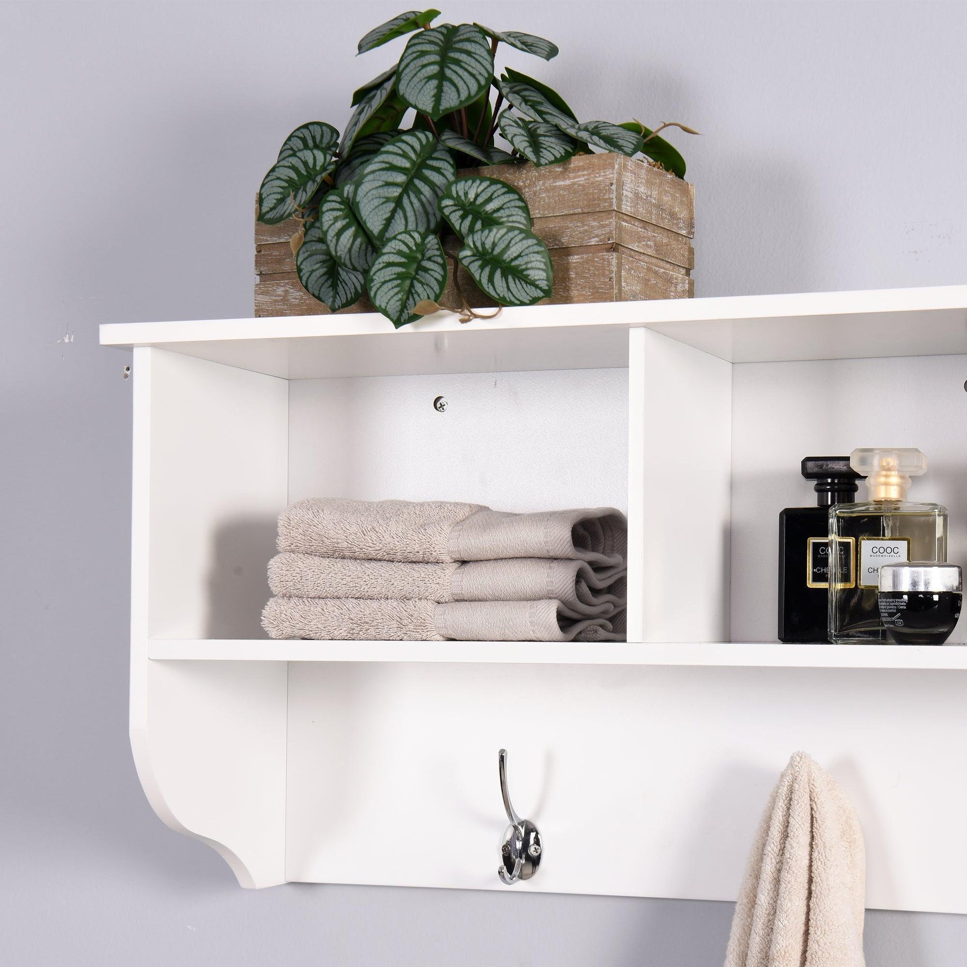 White Wall Mounted Coat Rack with 4 Dual Hook FredCo