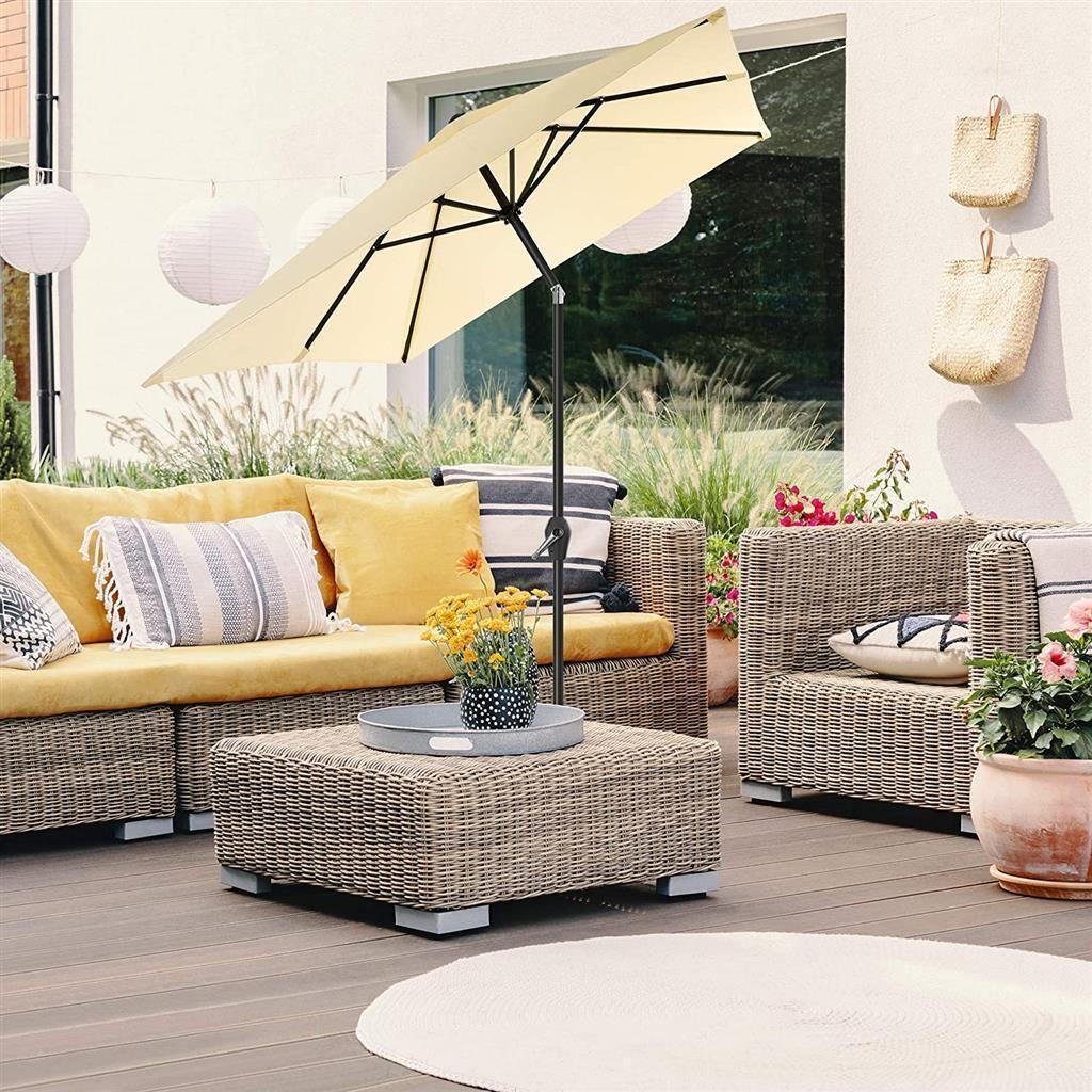 Wide Canopy Patio Umbrella Beige FredCo