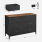 Wide Storage Dresser with 6 Drawers, Rustic Brown FredCo
