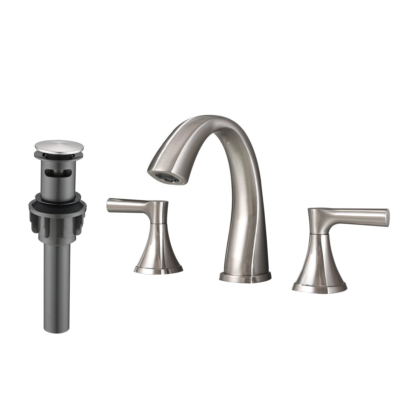 Widespread Bathroom Sink Faucets Two Handle 3 Hole with Drain Assembly FredCo