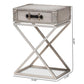 William Modern French Industrial Silver Metal 1-Drawer Nightstand FredCo