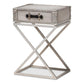 William Modern French Industrial Silver Metal 1-Drawer Nightstand FredCo