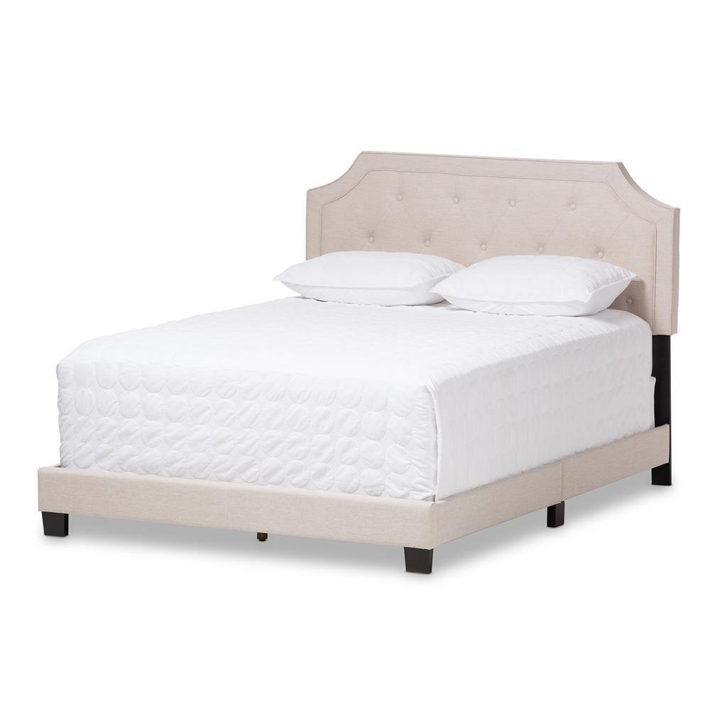 Willis Modern and Contemporary Light Beige Fabric Upholstered Full Size Bed FredCo