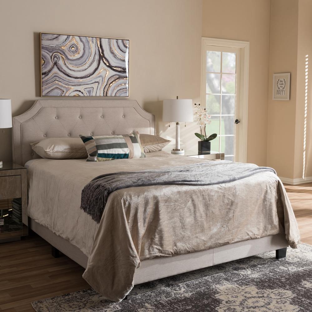 Willis Modern and Contemporary Light Beige Fabric Upholstered Full Size Bed FredCo