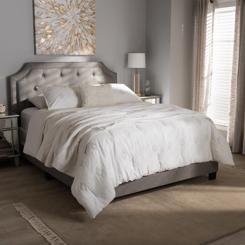 Willis Modern and Contemporary Light Grey Fabric Upholstered Queen Size Bed FredCo
