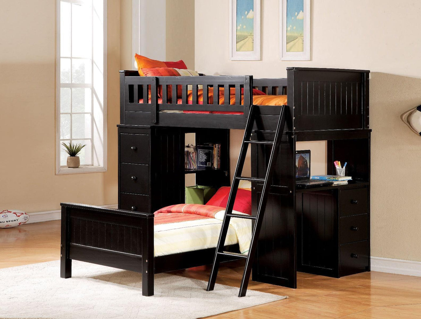 Willoughby Loft Bed, Black FredCo