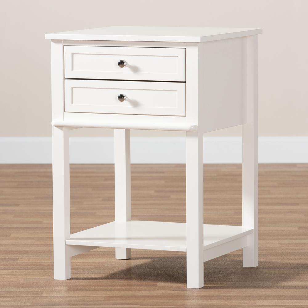 Willow Modern Transitional White Finished 2-Drawer Wood Nightstand FredCo