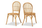 Wina Modern Bohemian Natural Brown Rattan 2-Piece Dining Chair Set FredCo