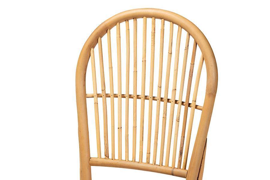 Wina Modern Bohemian Natural Brown Rattan 2-Piece Dining Chair Set FredCo