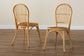 Wina Modern Bohemian Natural Brown Rattan 2-Piece Dining Chair Set FredCo