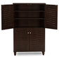 Winda Modern and Contemporary 4-Door Dark Brown Wooden Entryway Shoes Storage Cabinet FredCo