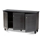 Winda Modern and Contemporary Dark Gray 3-Door Wooden Entryway Shoe Storage Cabinet FredCo