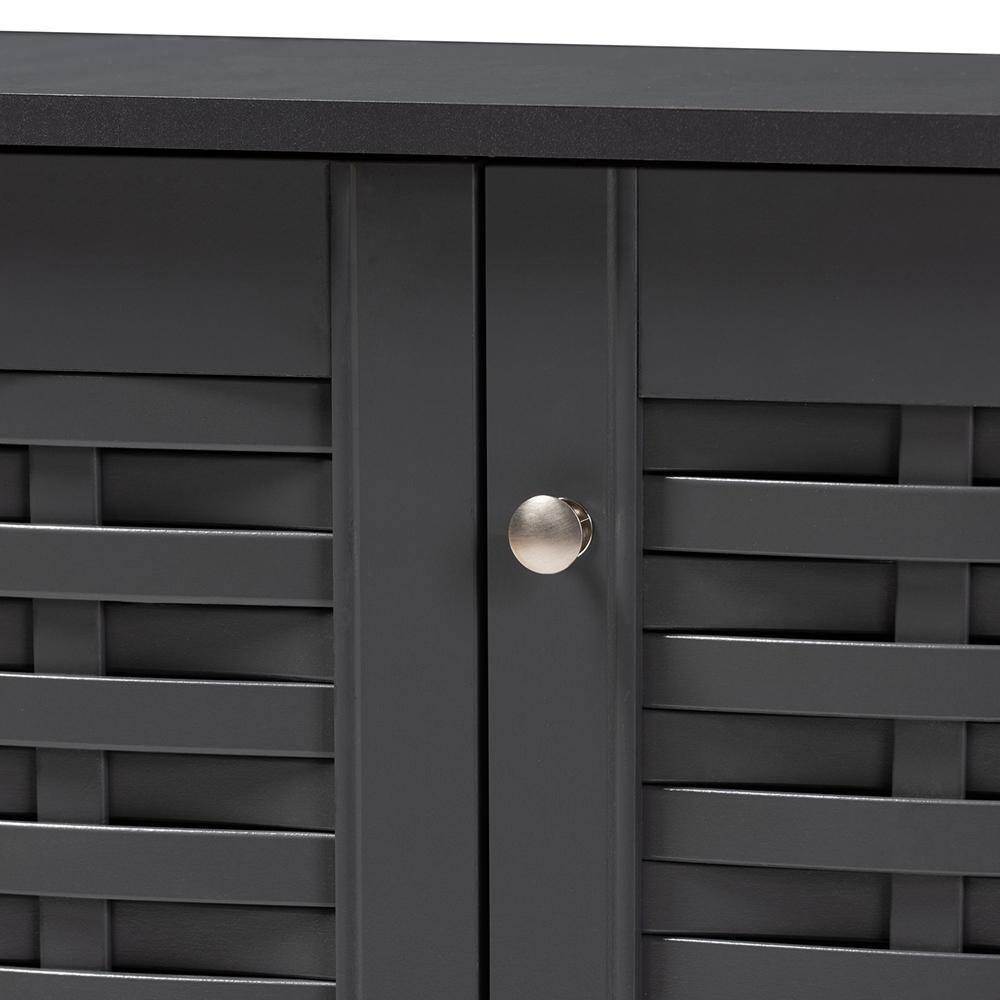 Winda Modern and Contemporary Dark Gray 3-Door Wooden Entryway Shoe Storage Cabinet FredCo