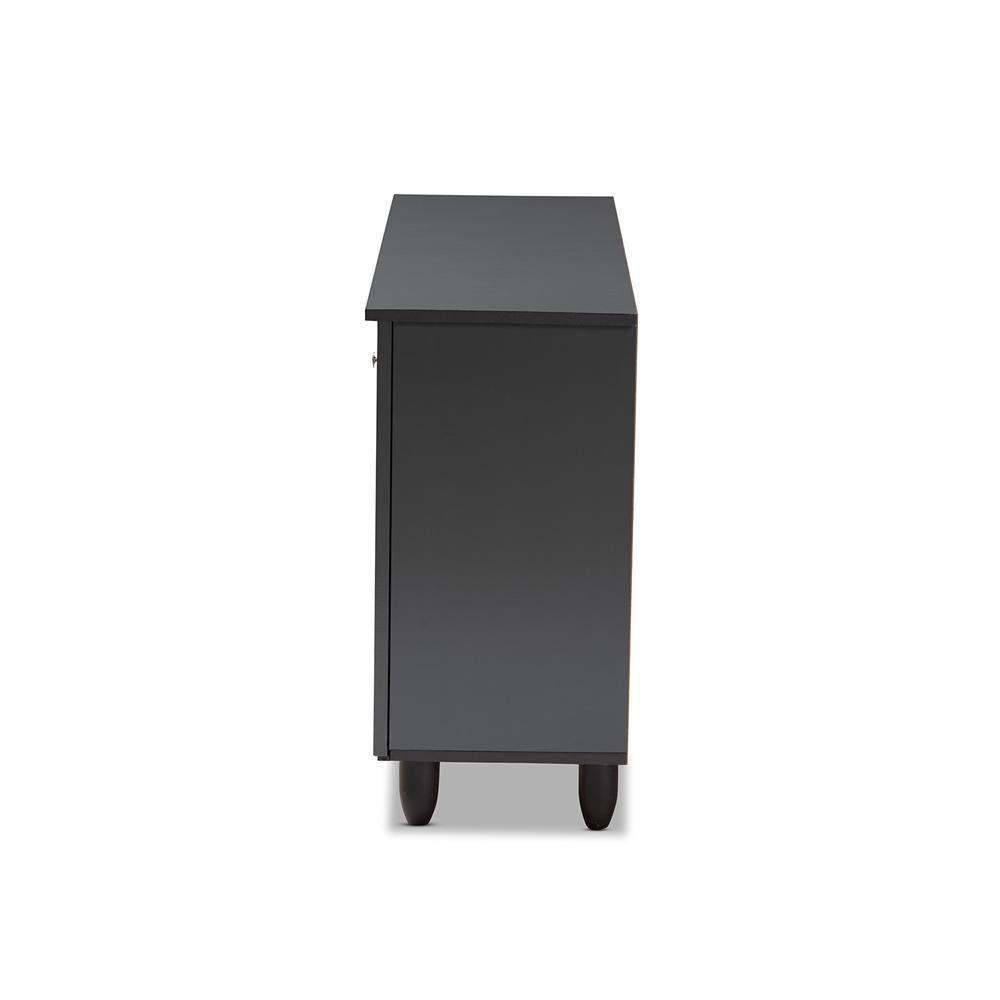 Winda Modern and Contemporary Dark Gray 3-Door Wooden Entryway Shoe Storage Cabinet FredCo