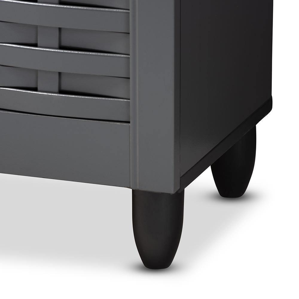 Winda Modern and Contemporary Dark Gray 3-Door Wooden Entryway Shoe Storage Cabinet FredCo