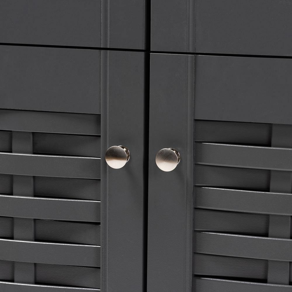 Winda Modern and Contemporary Dark Gray 4-Door Wooden Entryway Shoe Storage Cabinet FredCo