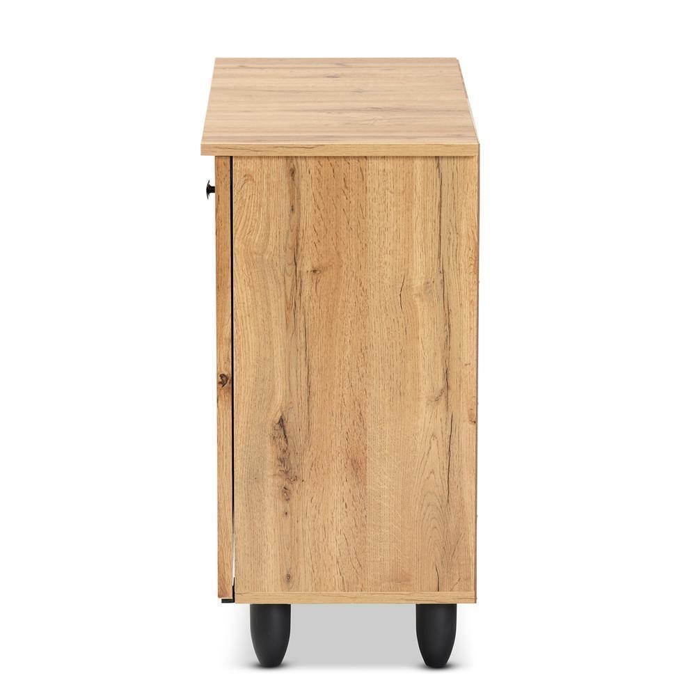 Winda Modern and Contemporary Oak Brown Finished Wood 2-Door Shoe Cabinet FredCo