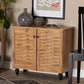 Winda Modern and Contemporary Oak Brown Finished Wood 2-Door Shoe Cabinet FredCo