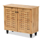 Winda Modern and Contemporary Oak Brown Finished Wood 2-Door Shoe Cabinet FredCo