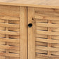 Winda Modern and Contemporary Oak Brown Finished Wood 3-Door Shoe Cabinet FredCo