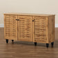 Winda Modern and Contemporary Oak Brown Finished Wood 3-Door Shoe Cabinet FredCo