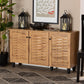Winda Modern and Contemporary Oak Brown Finished Wood 3-Door Shoe Cabinet FredCo