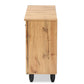 Winda Modern and Contemporary Oak Brown Finished Wood 3-Door Shoe Cabinet FredCo