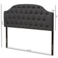 Windsor Modern and Contemporary Dark Grey Fabric Upholstered Scalloped Buttoned Queen Size Headboard FredCo