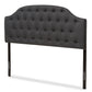 Windsor Modern and Contemporary Dark Grey Fabric Upholstered Scalloped Buttoned Queen Size Headboard FredCo
