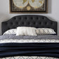Windsor Modern and Contemporary Dark Grey Fabric Upholstered Scalloped Buttoned Queen Size Headboard FredCo