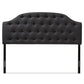 Windsor Modern and Contemporary Dark Grey Fabric Upholstered Scalloped Buttoned Queen Size Headboard FredCo