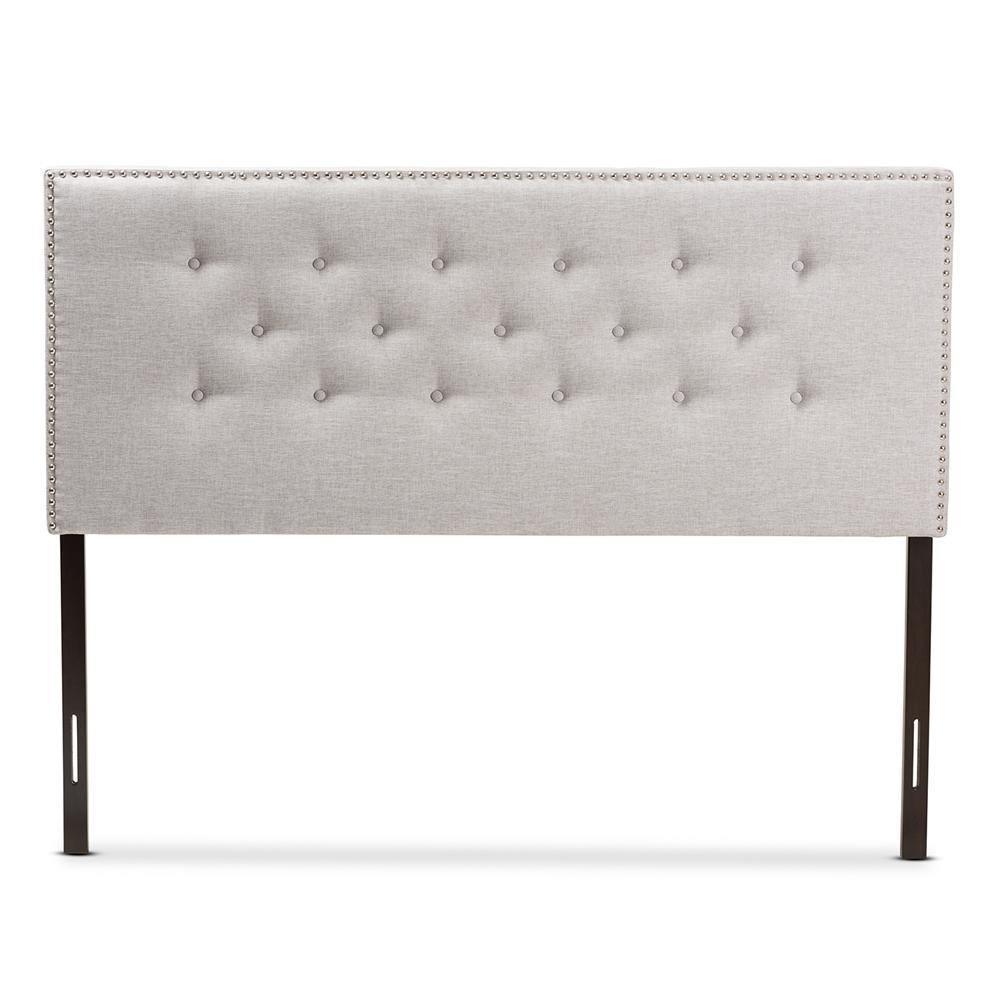 Windsor Modern and Contemporary Greyish Beige Fabric Upholstered Queen Size Headboard FredCo