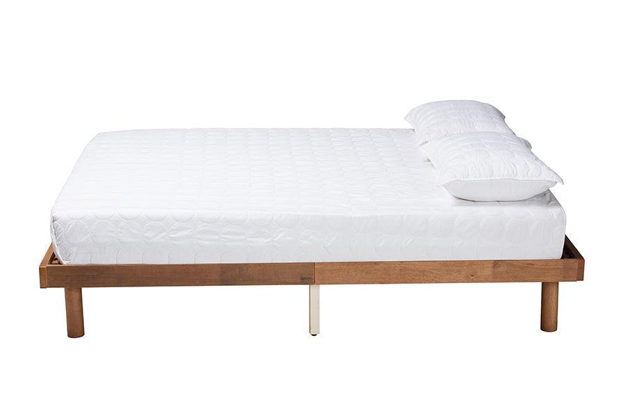 Winston Mid-Century Modern Walnut Brown Finished Wood Queen Size Platform Bed frame FredCo