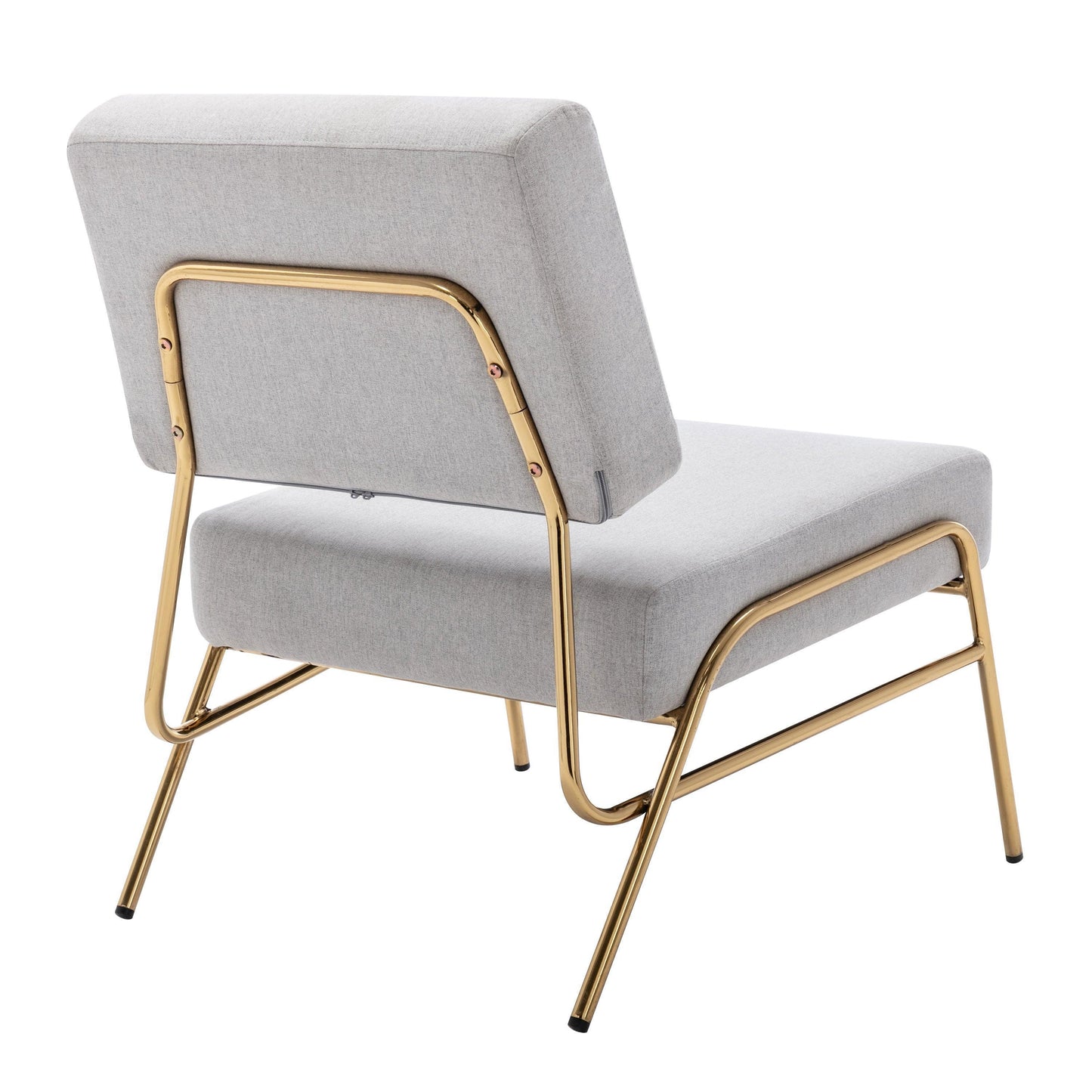 Wire Metal Frame Slipper Chair, Armless Accent Chair Grey Linen PP286825AAG FredCo