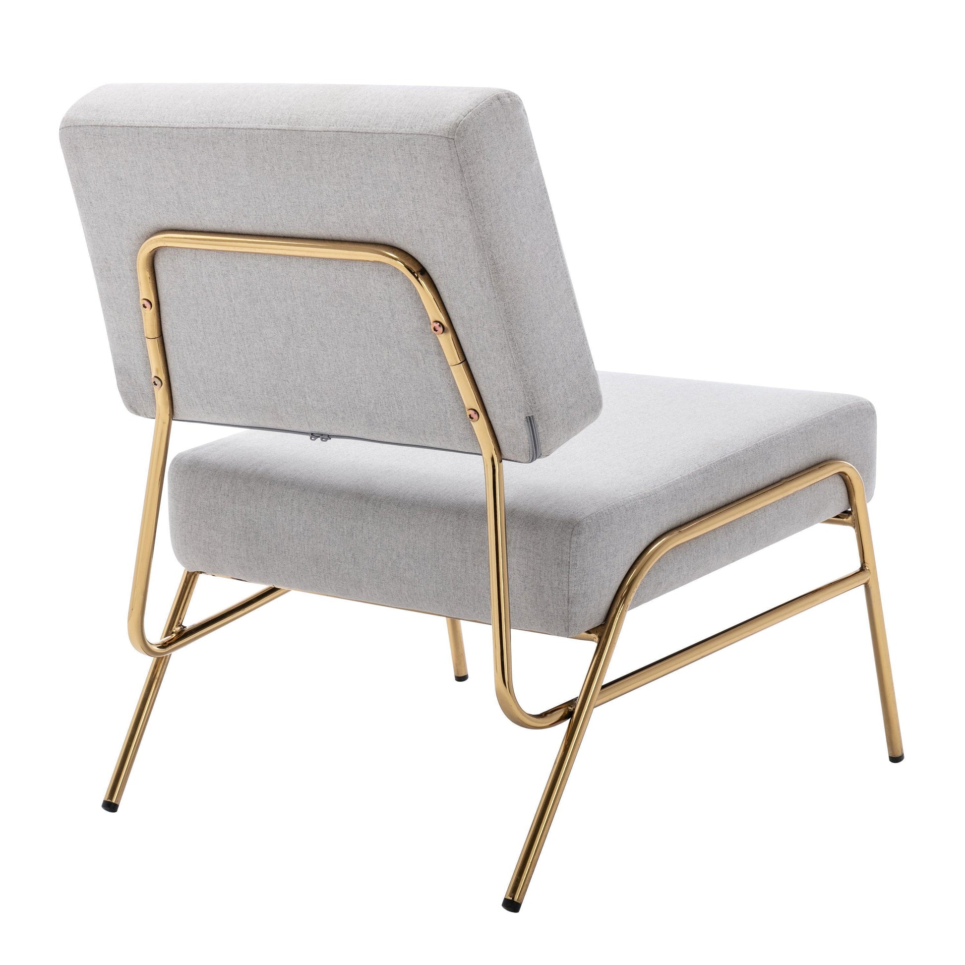 Wire Metal Frame Slipper Chair, Armless Accent Chair Grey Linen PP286825AAG FredCo