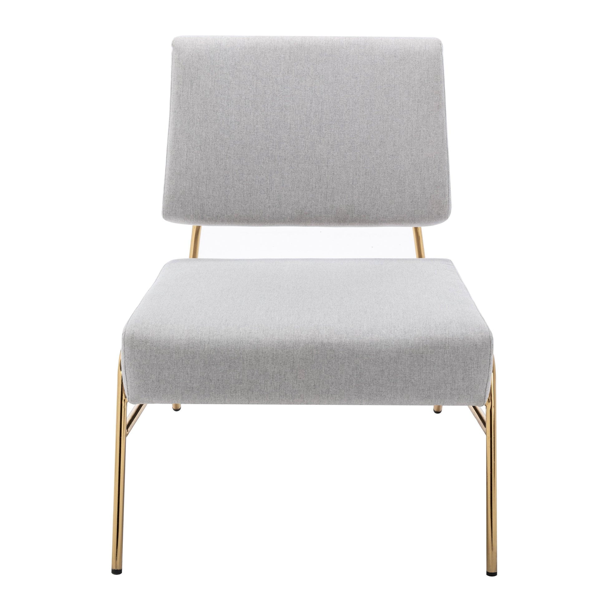 Wire Metal Frame Slipper Chair, Armless Accent Chair Grey Linen PP286825AAG FredCo