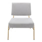 Wire Metal Frame Slipper Chair, Armless Accent Chair Grey Linen PP286825AAG FredCo